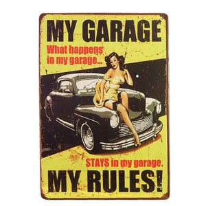 Plechová cedule MY GARAGE MY RULES