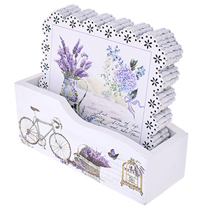 Podložky pod sklenice Lavender s krajkou 6ks