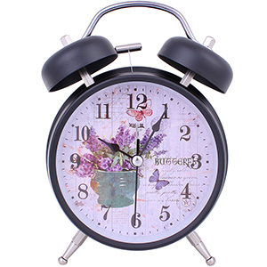Retro budík Lavender černý 16cm