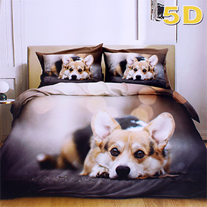 Povlečení na postel 7 dílná sada 5D Corgi Bavlna