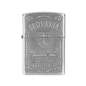 Zapalovač Slovakia benzínový šedá patina
