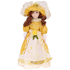 Porcelánová panenka Princezna ve zlatých šatech 45cm